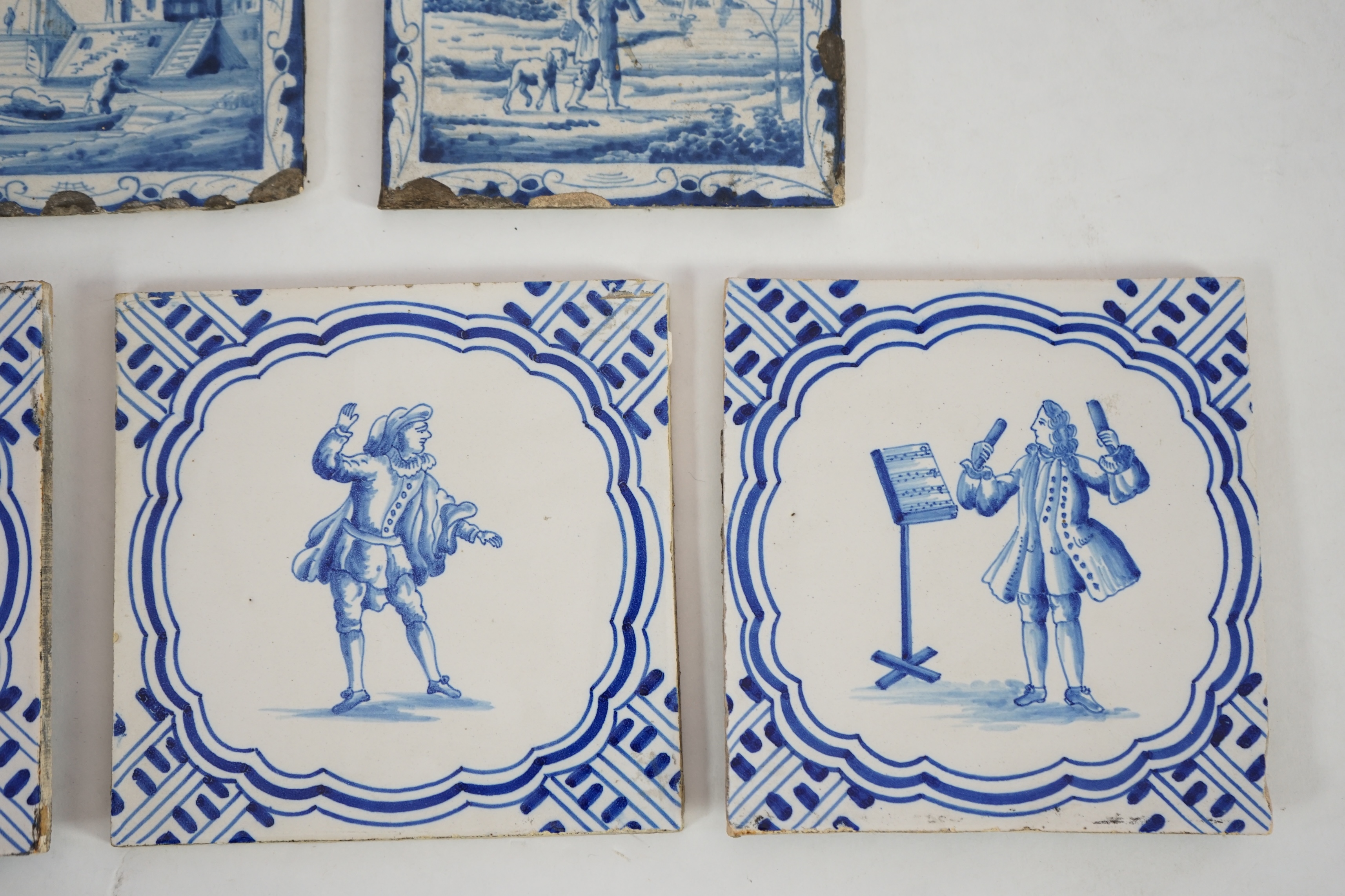 A pair of 18th century Delft blue and white tiles